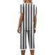 thumbnail image 4 of Qucoqpe - Conjuntos de pijama cómodos para mujer, con cuello en V y manga corta, pantalones anchos con estampado de rayas, estilo capri holgado, 4 of 5