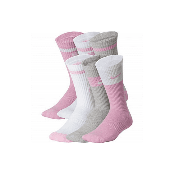 Nike Girls Everyday Cushion Socks 6-pair Pack Shoe Size 3Y-5Y/Sock Size SM