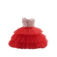 thumbnail image 2 of NAISIBABY Girls Princess Dress, Lace Sequin Mesh Sleeveless Cute Wedding Birthday Dress Prom Maxi Dress Red 7M, 2 of 6