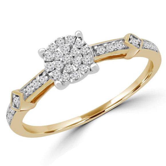 Majesty Diamonds MDR180027-5 0.14 CTW Round Diamond Promise Cluster Engagement Ring in 10K Yellow Gold - Size 5