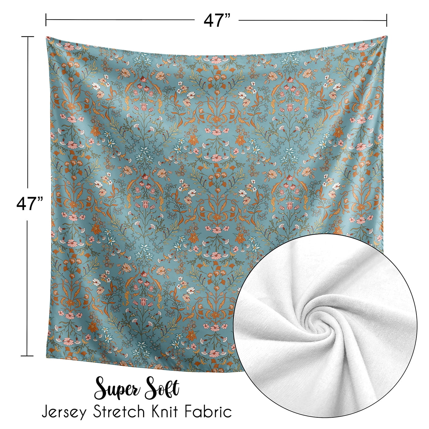 Sweet Jojo Designs Boho Floral Wildflower Blue and Orange Girl Swaddle Blanket