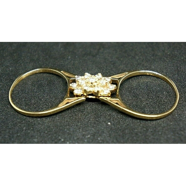 Vintage 14k Yellow Gold Natural Amethyst And Diamonds Reversible