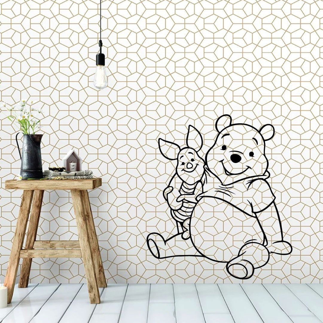 Winnie The Pooh Pooh Bear Pooh Adventures Cute Winnie And Piglet Silhouette Vinyl Sticker Wall Art Decoration Decal For Kids Baby Girl Baby Boy Room Home Room Wall Sticker Decoration Size (18x20 inch)