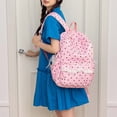thumbnail image 5 of Women's Pink Polka Dot Backpack with Lace Bow, Cute Nylon Daypack for Teens Ladies, Lightweight Water Resistant School Bag for College Travel Daily Use, 5 of 5