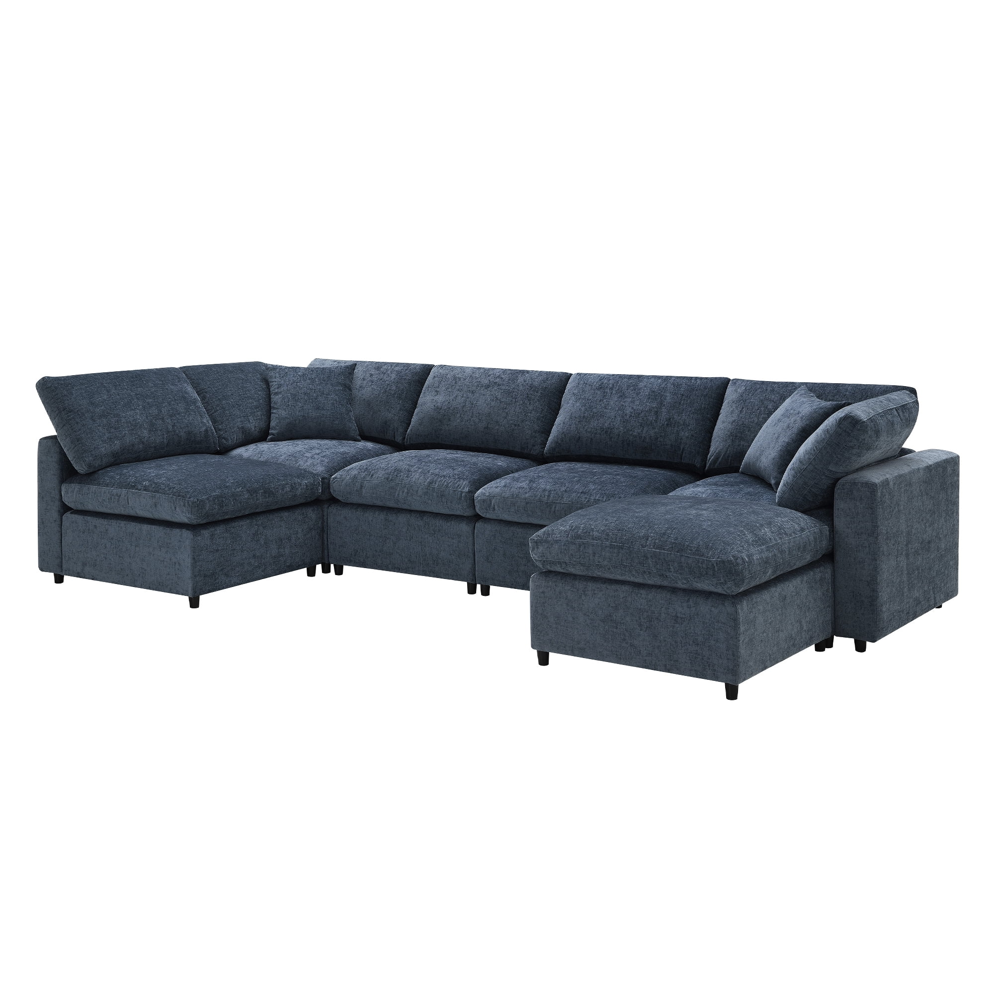 MAYEERTY 130x65" Modern Modular Cloud Sofa Bed - 6-Seat Chenille U-Shaped Sleeper with Ottoman, Free Combination for Living Room/Apartment, 3 Colors