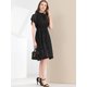 thumbnail image 2 of Allegra K Vestido A Media Pierna De Mujer Con Volantes En El Cuello Y Encaje De Lunares Negro XS, 2 of 6