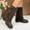 #013-Coffee, variant on Roncen Women's Versatile Stylish Eye-catching Buckle Decorated Solid Color Plus Size Autumn Winter Comfort Mid Calf Fashion Boots - Low Heel Ankle Boots for Women with Height Increase Design