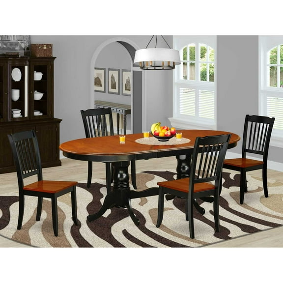 East West Furniture Dining Room Set Black & Cherry, PLDA5-BCH-W