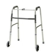 Folding 2-Button Walker, 3" Wheels-Glides, Adult, Case of 4