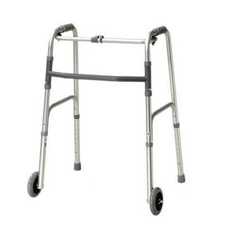 Folding 2-Button Walker, 3" Wheels-Glides, Adult, Case of 4