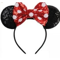 Polka Dot Bow Sequin Mickey Minnie Ears Headband / Minnie Inspired Princess Ears / Minnie Headband