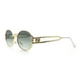 thumbnail image 6 of 90s Retro Luxury Bicycle Chain Metal Jewel Arm Oval Round Sunglasses Gold White - Green, 6 of 8