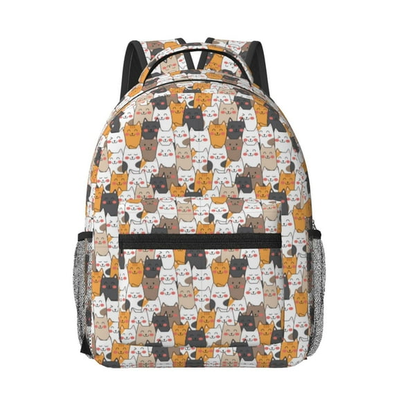 Goofa Cute Cats Pattern Comfortable Student Backpack - Ergonomic Design, Durable, Water-Resistant, Multi-Compartment,Travel, and Outdoor Activities