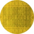 thumbnail image 1 of Ahgly Company Machine Washable Indoor Round Oriental Yellow Traditional Area Rugs, 7' Round, 1 of 4