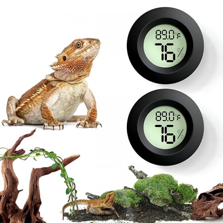 GJX 2Pcs Digital Reptile Thermometer Hygrometer, LCD Humidity Gauge