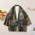 thumbnail image 2 of 2025 Summer New Japanese Loose Printed Disc Button Cardigan Casual Quarter Sleeve Coat, 2 of 4