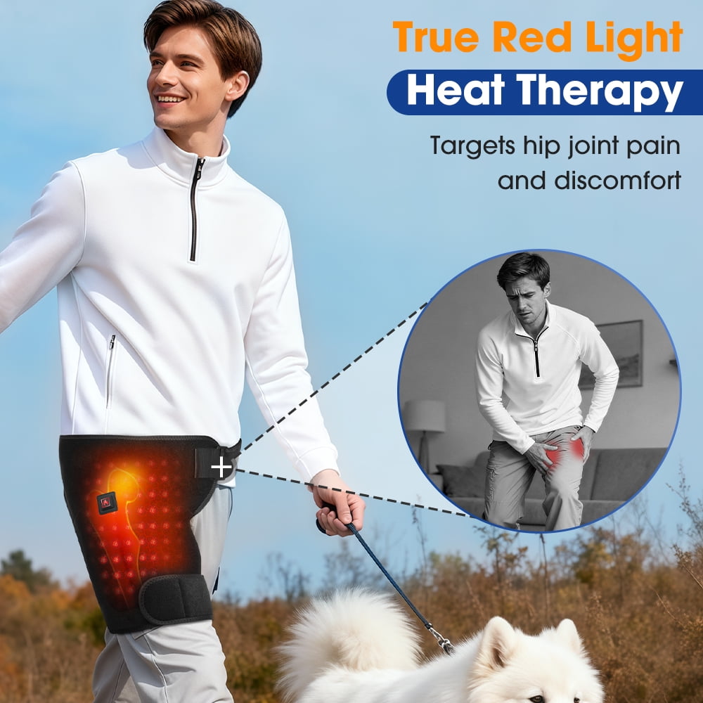 Heated Hip Support Bracket Heating Pad, Heated Hip Sciatica, 105  Red Light 660nm and 3 Heat Settings, Heat Pads for Hip, Leg and Thigh, Gift for Women Men