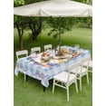 thumbnail image 3 of Outdoor Tablecloth with Umbrella Hole and Zipper, Easter Bunny Rectangle Table Cloth 60x84 Inch Waterproof Tablecloth, Spring Easter Eggs Chick Floral Blue Check Picnic Table Cover for Patio Camping, 3 of 7