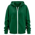 thumbnail image 7 of felwors Long Sleeve Waffle Knit Zip-Up Hoodie Oversized Textured Sweatshirt with Kangaroo Pocket for Women Fall Casual Cozy Dark Green for Size XL, 7 of 7