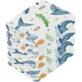 thumbnail image 4 of SKYSONIC Shark Washcloths Set of 2, Highly Absorbent Soft Cotton Fingertip Towels for Bathroom, Kitchen, Gym, Spa, Home Decor 12 x 12 Inch, 4 of 7
