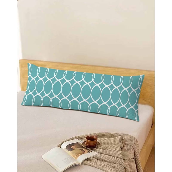 Abstract Geometric Aqua Throw Pillow Cover,Modern Minimalism Art Lines Rectangle Decorative Pillow Case Protector Soft Cushion Cover Lumbar Pillowcase for Couch Sofa Bedroom Car Chair Decor 20x54 In