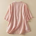 thumbnail image 3 of Pink XXXL WIZUTIZ Tops for Women Retro Cotton Blend Lightweight Tee Ladies Linen Crew Neck Tops Holiday Beach Short Sleeve Oversize Shirts Loose Fit Elegant Tshirt Cotton Linen Solid T-sh, 3 of 6
