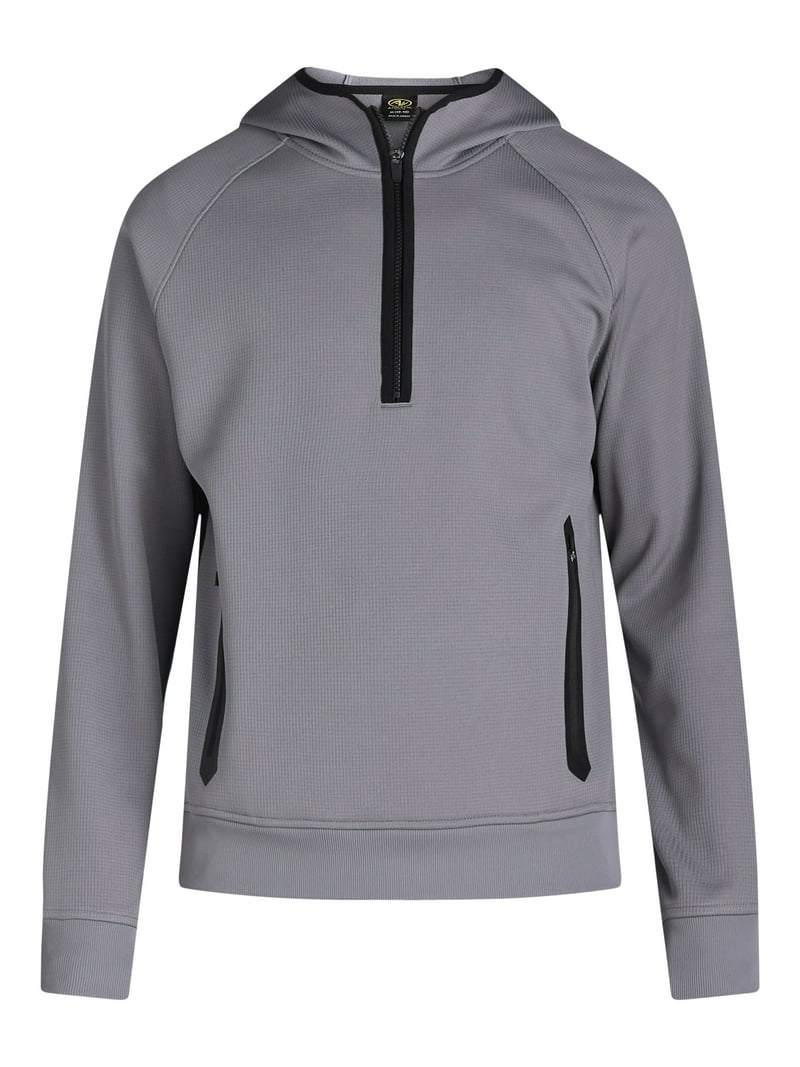Athletic Works Men's Grid Tech Fleece Quarter Zip Pullover Hoodie