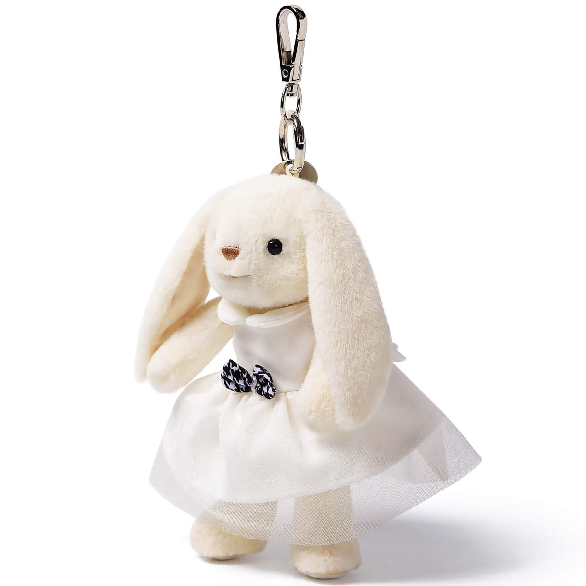 McHugs: Plush Bag Charm - White Dress Smiling Leveret - Bunny Stuffed Animal Clip Keychain, Backpack Ornament, Travel Accessory Companion, Kids 3+