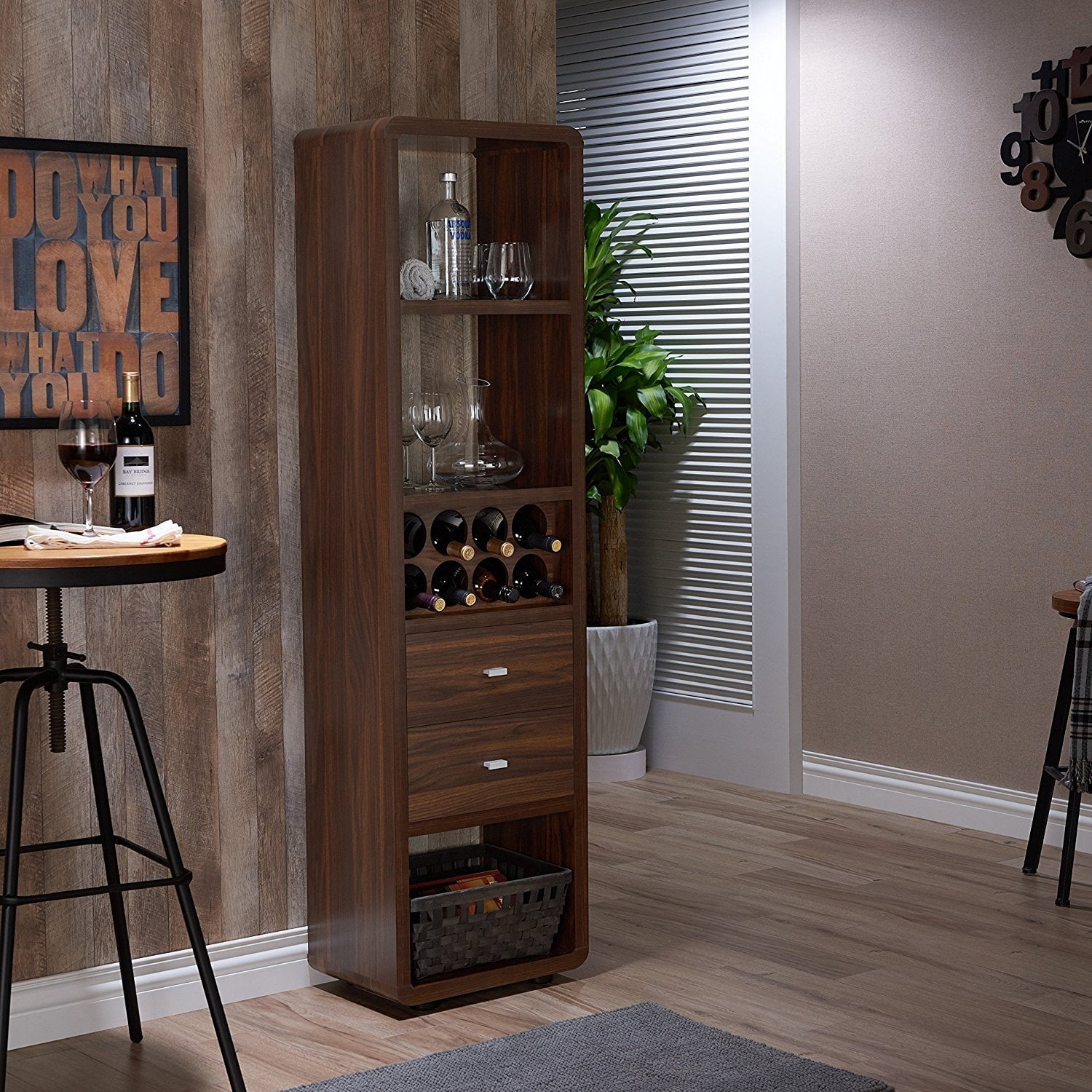 Furniture of America Marco Dark Walnut Standing Open Wine ... Furniture of America Marco Dark Walnut Standing Open Wine ...