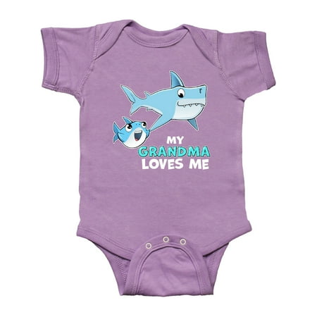 

Inktastic My Grandma Loves Me with Cute Sharks Gift Baby Boy or Baby Girl Bodysuit