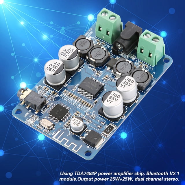 Placa amplificadora de potencia de audio TDA7492P 2x25W Bluetooth V2.1 con interfaz AUX HW-893