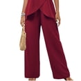 thumbnail image 4 of yillto Women's 2 Piece Sets Casual Summer Short Sleeve Crewneck Tops and Wide Leg Palazzo Pants Trousres, 4 of 5