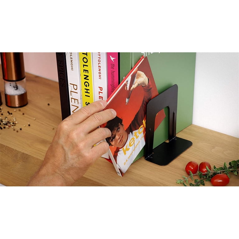 Pindda Metal Book Ends (8 Pack) - Heavy Duty Book Holders For Shelves, Desk Organizers For Office & Home