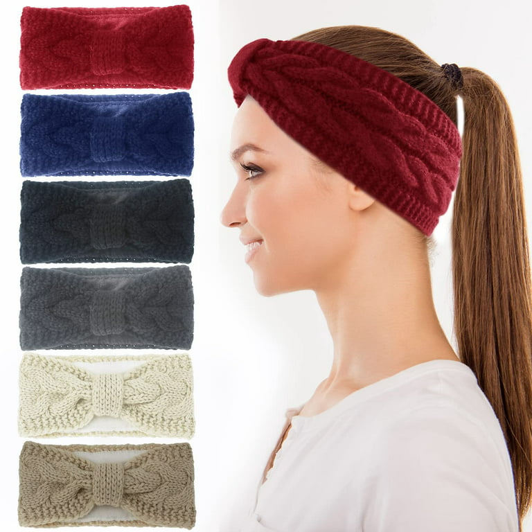 Syhood Winter Headbands for Women 4 Pieces Winter Ear Warmers Warm Head  Wrap Cable Knit Fuzzy