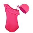 thumbnail image 2 of Girls Solid Color Swimsuit Set with Matching Swim Cap Comfortable Bathing Suit UPF Sun, 2 of 3