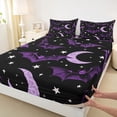 thumbnail image 4 of Manfei Halloween Night Queen Sheets,Cute Bats Pattern Queen Sheet Sets,Purple,4-Piece,1 Flat Sheet, 1 Fitted Sheet and 2 Pillowcases, 4 of 6