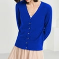 thumbnail image 6 of Jxximdong Cardigans for Women, Classic Button Down Long Sleeve V Neck Soft Knit Sweater, Women's Bolero Shrugs Blue, 6 of 6