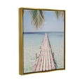 thumbnail image 4 of Stupell Industries Tropical Dock on Beach Nature Photography Gold Floater Framed Art Print Wall Art, 17 x 21, 4 of 9
