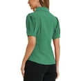 thumbnail image 3 of INSPIRE CHIC Women's Puff Sleeve Point Collar Button Down Essential Office Shirt M Green, 3 of 5