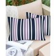 thumbnail image 2 of Outdoor Waterproof Throw Pillow Covers Set of 2 Purple Striped Decorative Pillowcases Lumbar Outdoor Pillows Cushion Case 20x12 Inch Navy Blue Vertical Stripes Patio Pillows for Couch Sofa Bed, 2 of 9