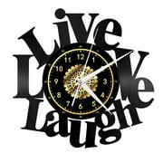 Live Laugh Love Vinyl Record Wall Clock Gifts for Holiday ,Handmade 12Black Wall Clock Unique Gifts for Men Women for Birthday Wall Decor