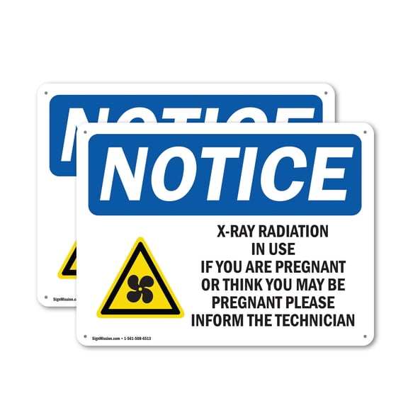 (2 Pack) X-Ray Radiation In Use If You OSHA Notice Sign 10 Inch X 7 Inch Indoor / Outdoor Rust-Free Aluminum Metal Signs for Workplace, Workshop, and Construction Site, Made in the USA
