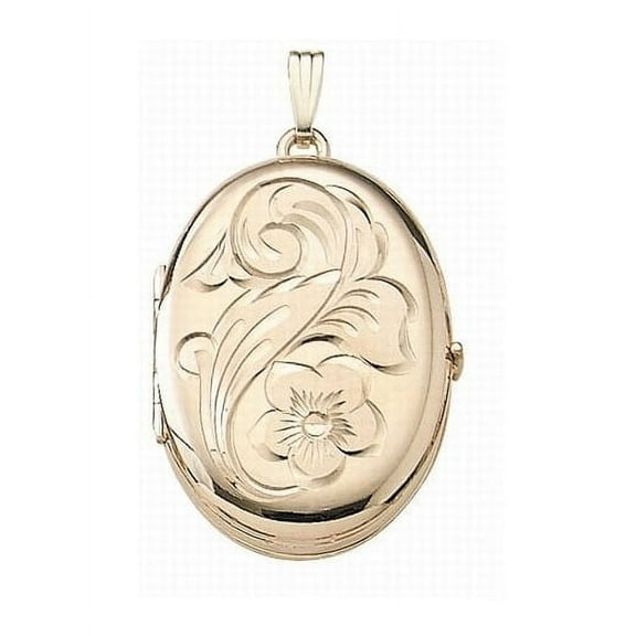 Solid 14K Yellow Gold Oval Four Photo Locket - 1 Inch X 1-1/4 Inch Solid 14K Yellow Gold