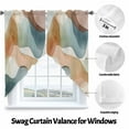 thumbnail image 3 of Abstract Stitching Swag Curtain Valance for Windows, Vintage Brown Blue Water Ripple Window Treatments Short Swag Topper for Kitchen Windows Bathroom Bedroom, 36"x63", 3 of 8
