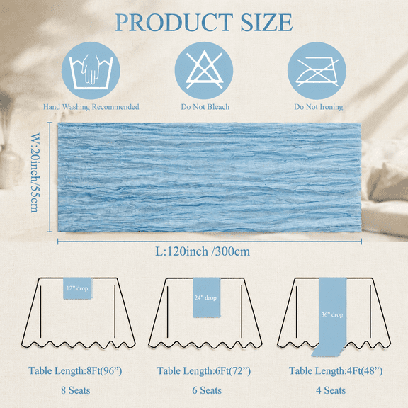 12pack Blue Cheesecloth Table Runner 20 X 120 Inch Gauze