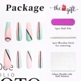 thumbnail image 3 of KXAMELIE Glossy Long Press On Nails White Coffin Graffiti Pink Fake Nails 24 PCS, 3 of 5
