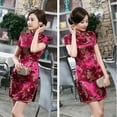thumbnail image 4 of ZJXFGS Elegant Classy Casual Dress Floral Casual Mini Dress for Party Chinese Traditional Women Qipao Summer Stand Collar Short Sleeve Cheongsam Womens Body Control Dress Pink 4XL, 4 of 5