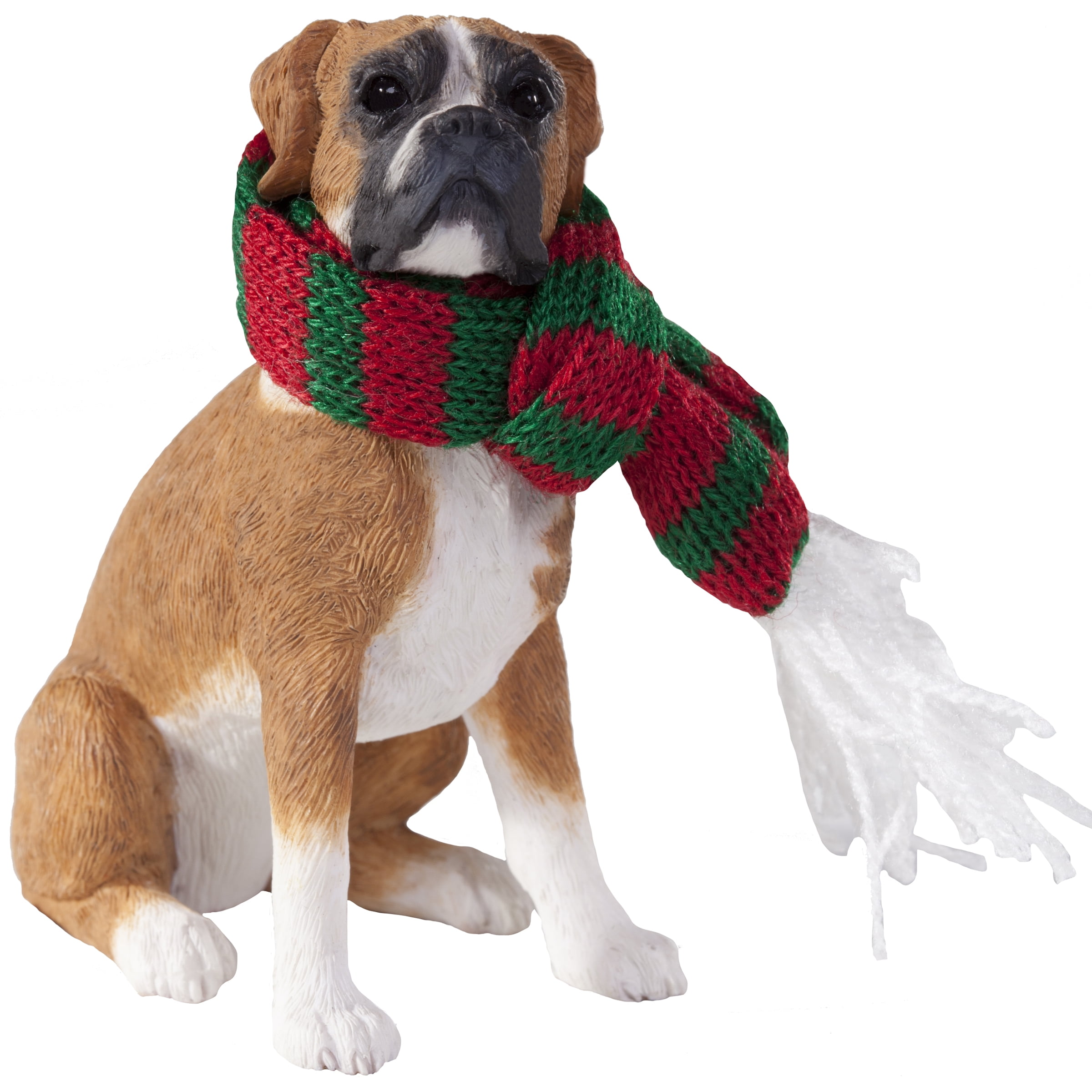 Sandicast Sitting Fawn Boxer with Scarf Christmas Dog Ornament - Walmart.com