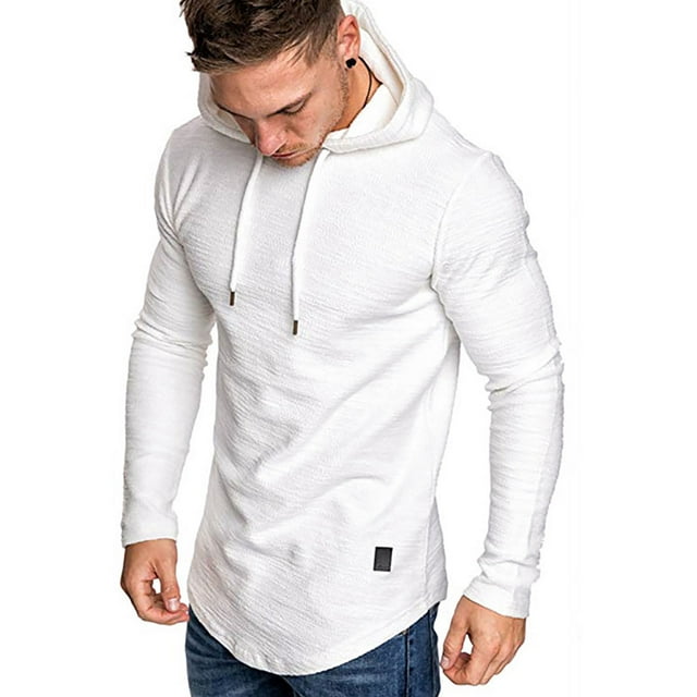 UKAP Chandails en Molleton pour Hommes Sweat à Capuche à Cordon Manches Longues Coupe Régulière Automne Blanc G