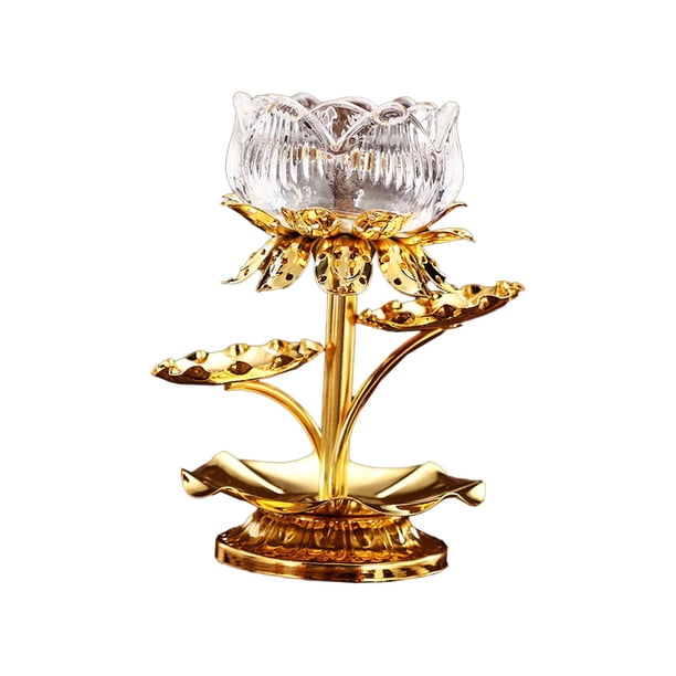 Candelabro de mantequilla con forma de flor de loto, candelabro, candelabro de aceite, suministros budistas Blanco